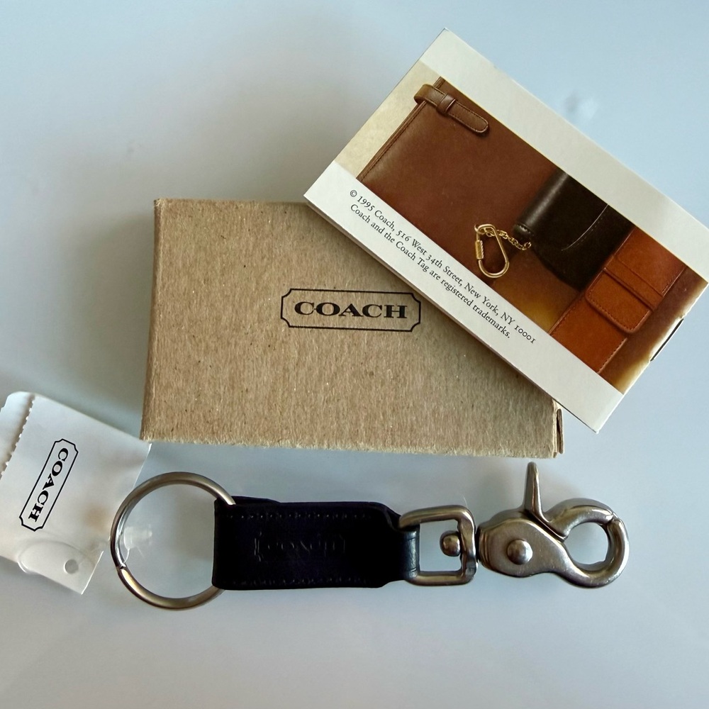 Vintage Coach Leather Black Trigger Snap Key Fob 7212